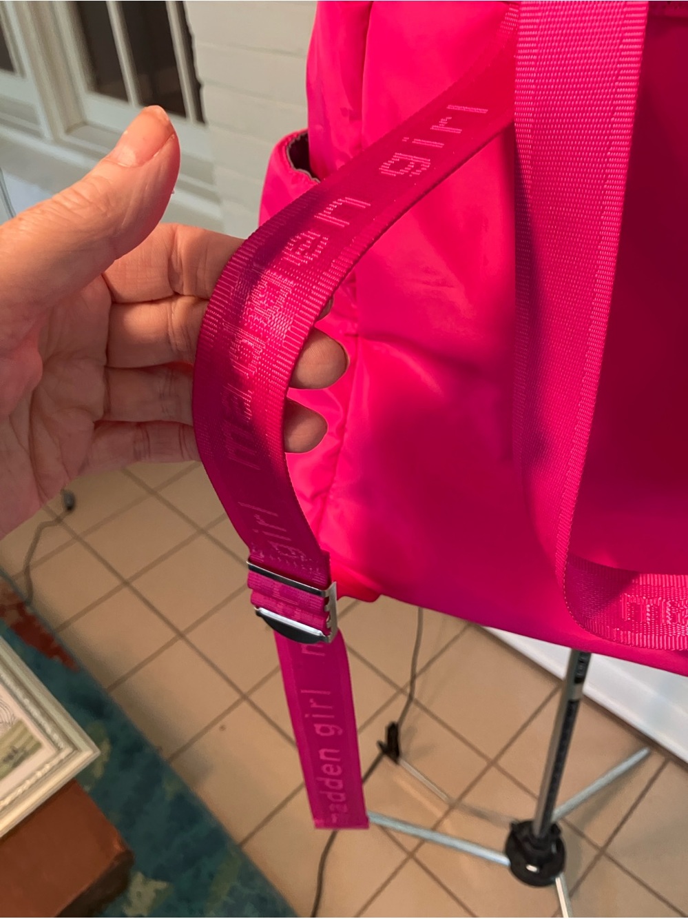 Madden Girl Hot Pink Nylon Tote Backpack - Picture 4 of 11